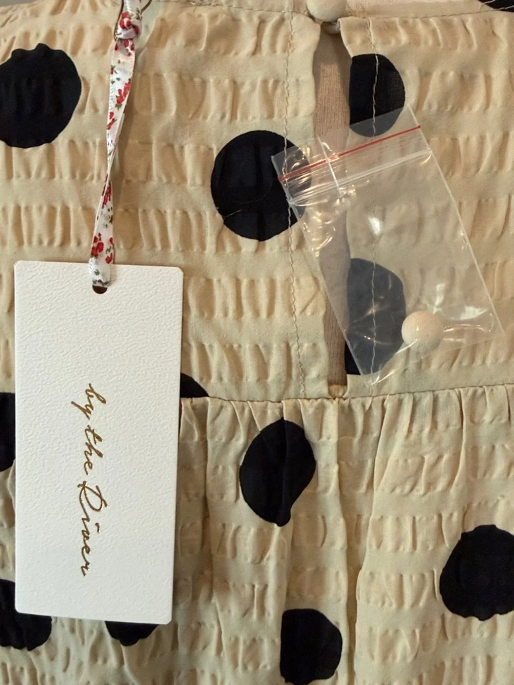 Sleeveless Tan Maxi Dress with Black Polka Dots - Picture 3 of 9